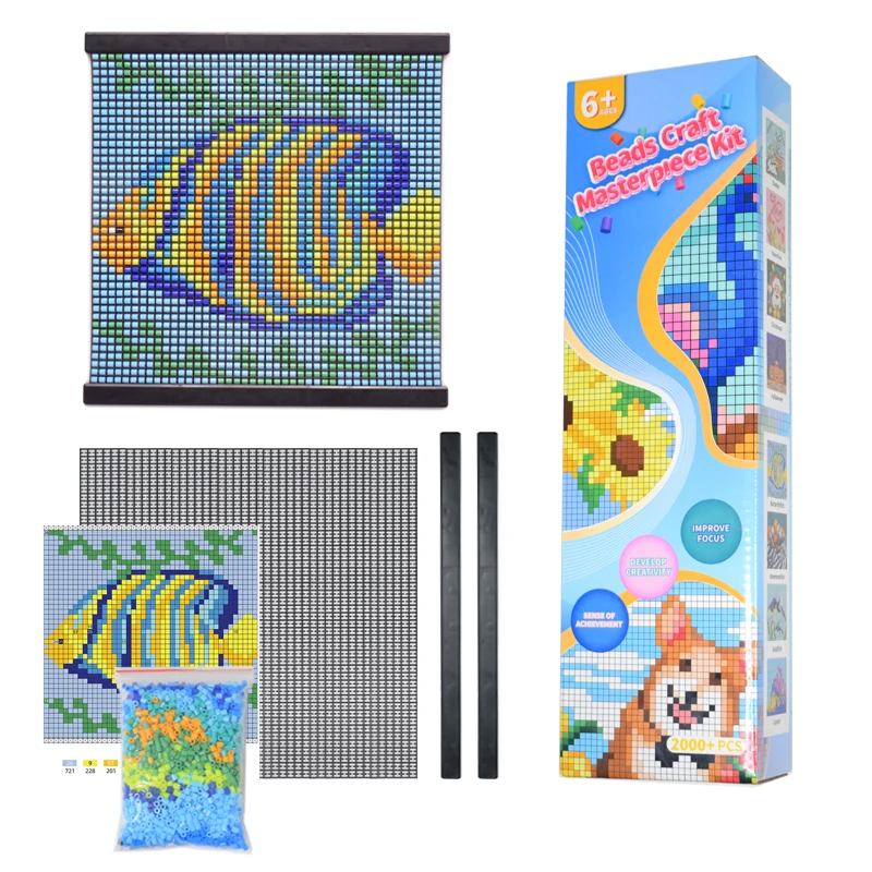HAMA beads creativity canvas Toucans Pattern Multi colors No-Iron Fuse Bead Craft Masterpiece Kit for Kids and Adult
