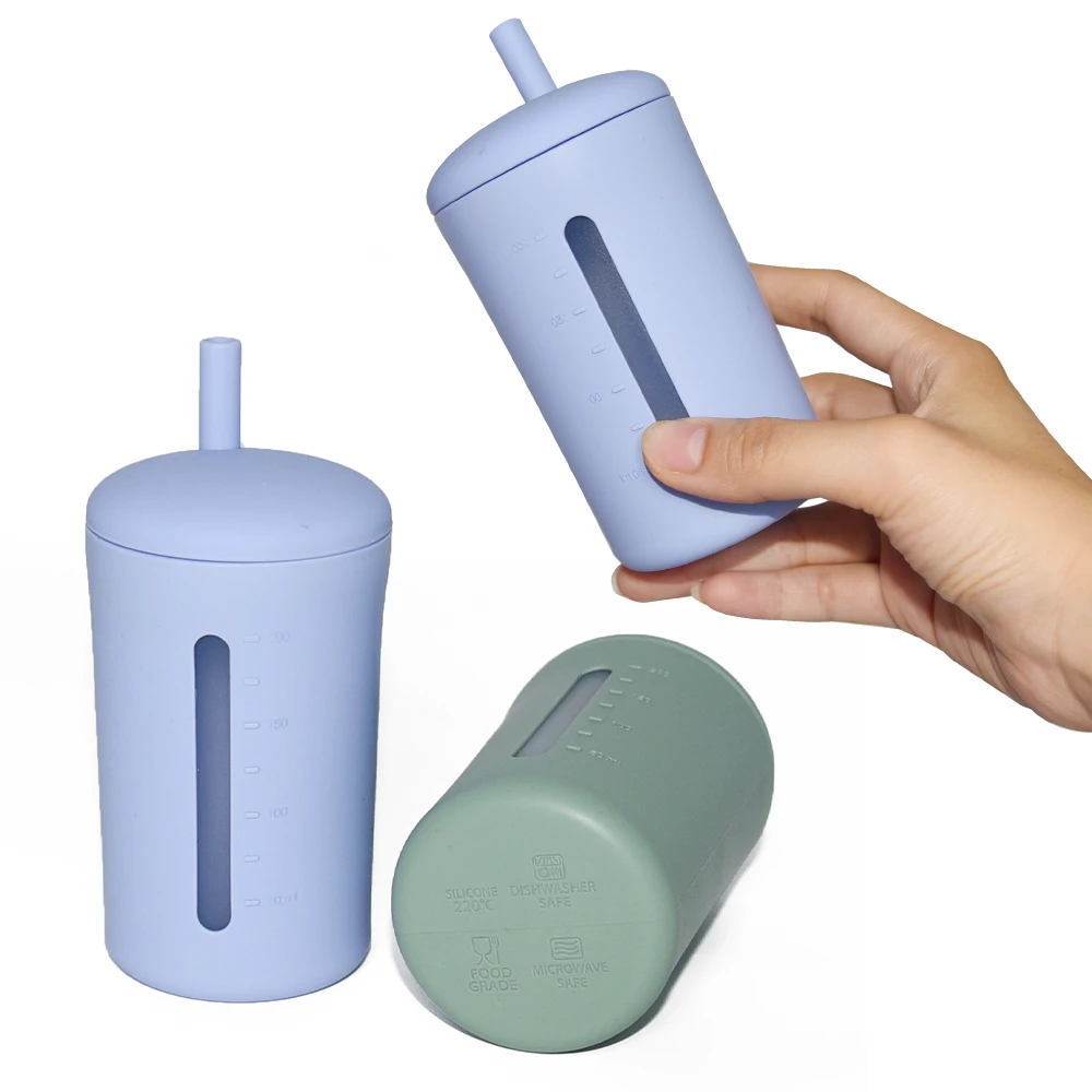 New Product idea 2024 Cute Spill Proof Toddler Kids Sippy Cup Baby Kids Feeding Straw Cups Silicone Sippy Cup For Baby