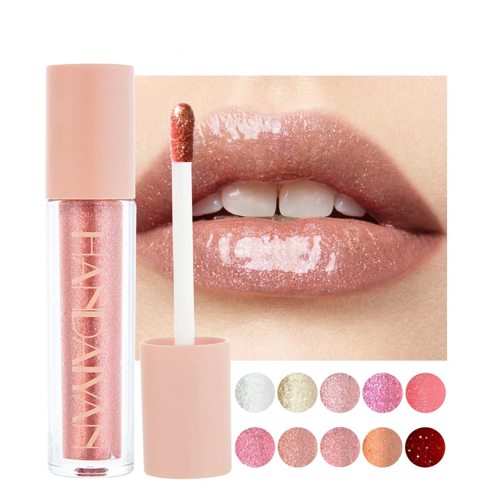 
Customization Shiny Color Private Label Pink Lip Gloss Tube Glitter Lipgloss Make Your Own Diamond Lip Gloss 
