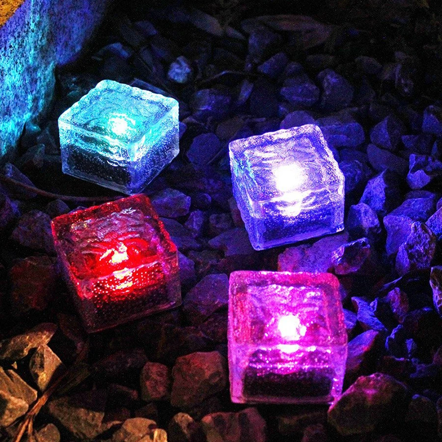 
Solar Glass Brick Ice Cube LED Light Crystal Brick Stone Lamp Garden Pathway Patio Light garden ornaments light 