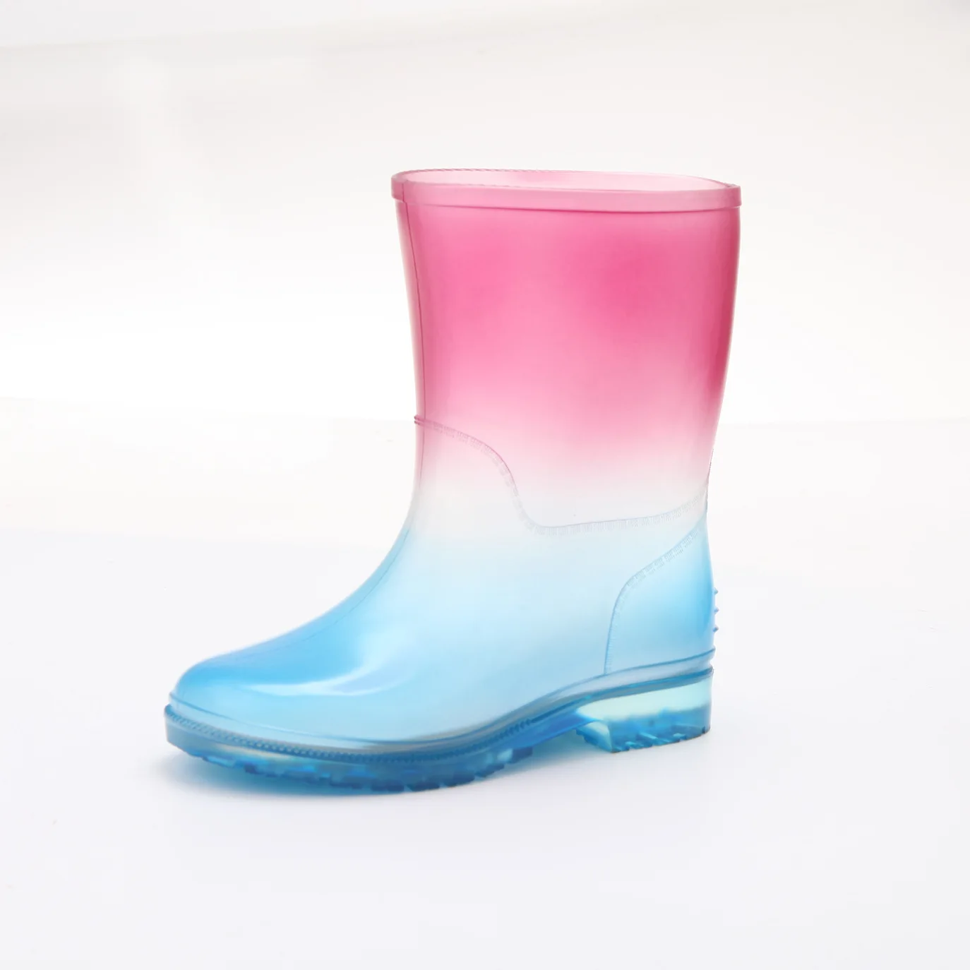Rainbow popular shiny upper Cheap Children Plastic waterproof rain Boots transparent color Jelly Gumboots For Kids