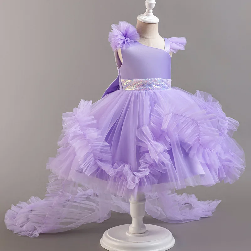 High-End Princess Dress Girls Removable Tail Pengpeng Yarn Foreign-Style Birthday Show Dress ODM Supply Including Clothing Gift