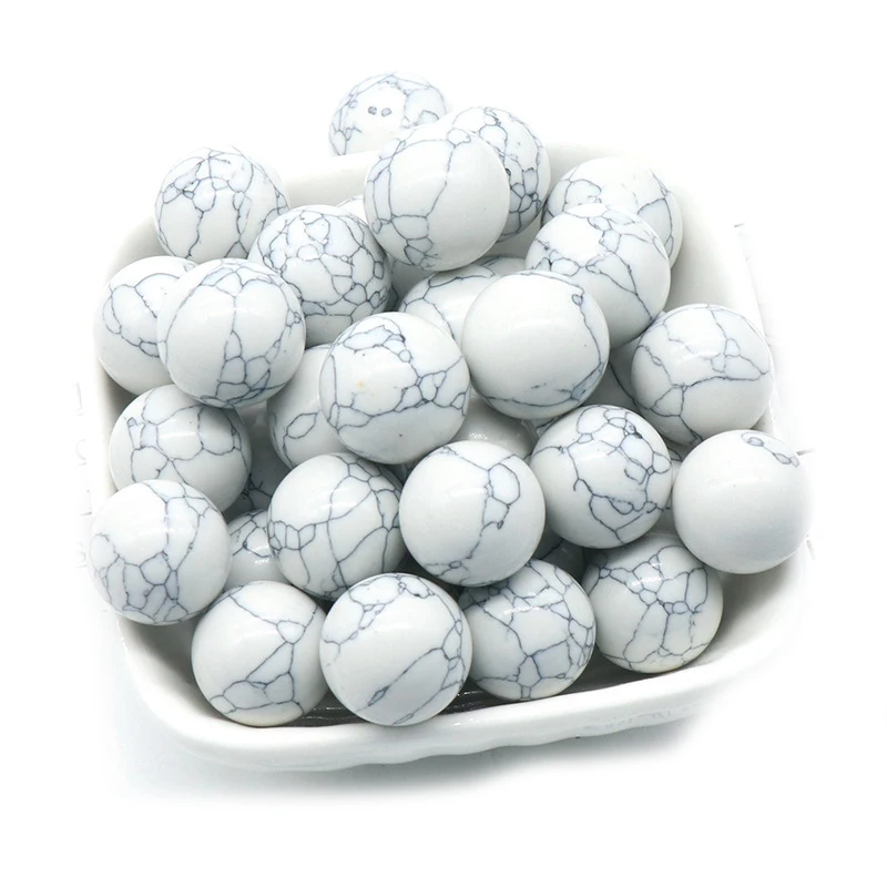 Natural 8/10/16/18/20mm Non-porous-ball Round Loose Gemstone Crystal Ball Diy Howlite Stone Beads Ball