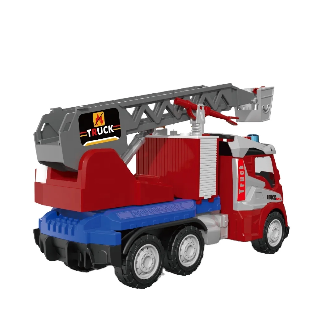 suppliers new design plastic simulation 1:16 fire ladder truck spray water friction vehicle model inertia truck toy