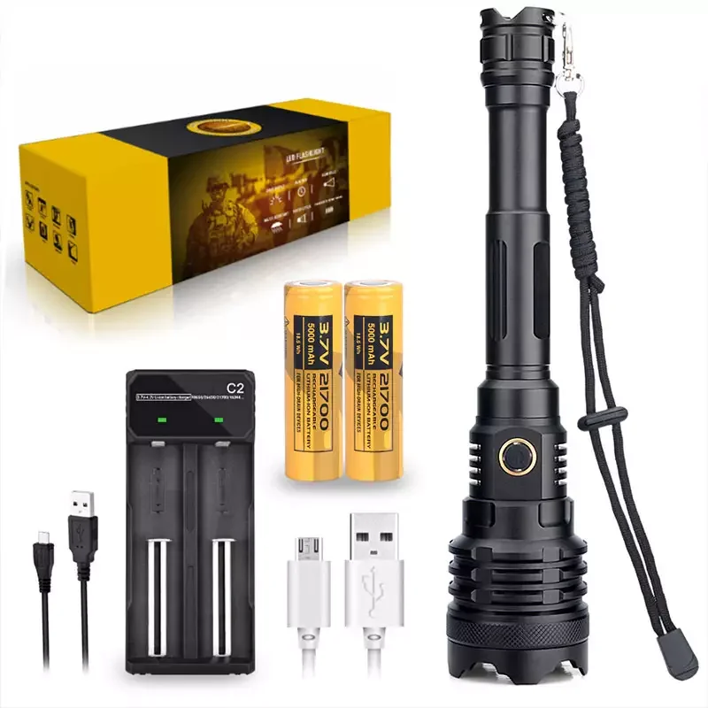 5800 Lumens High Power Zoom Camping Flashlight USB Direct Charging Aluminum Alloy