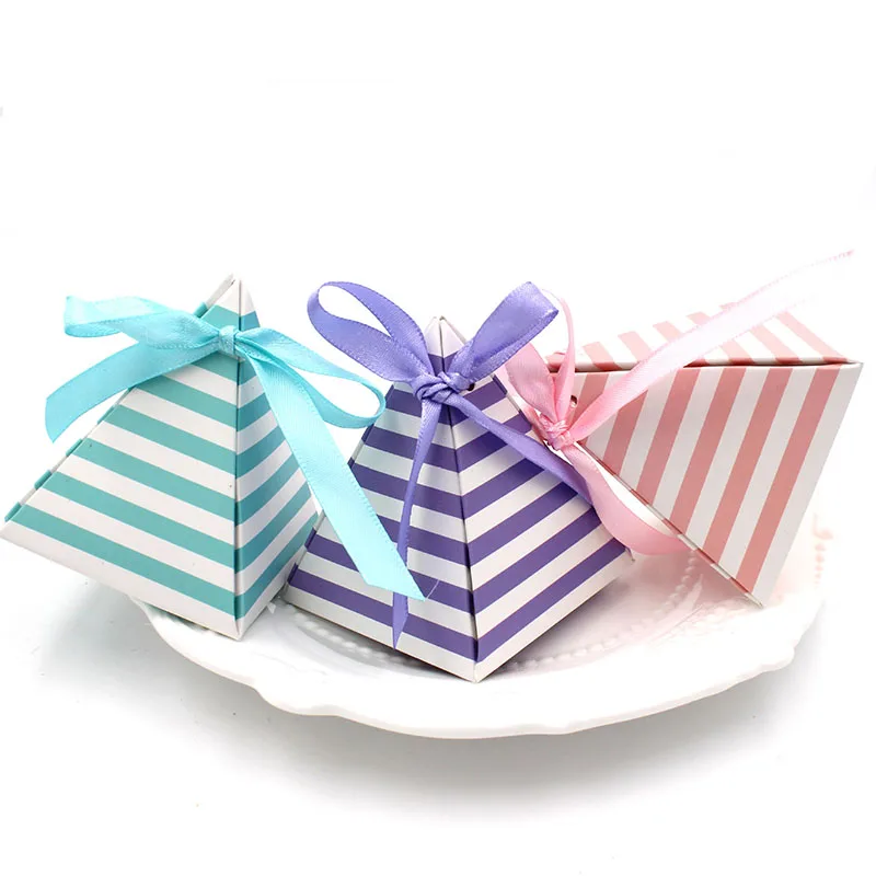 Wedding Triangular Pyramid Gift Box Wedding Fvors Baby Shower Candy Boxes for Guests