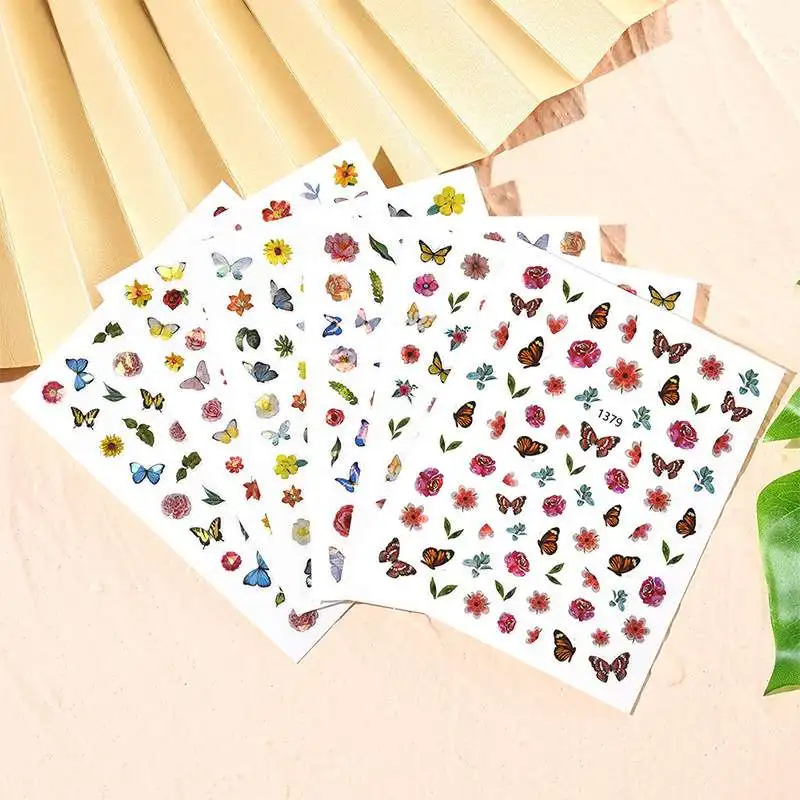 3d Butterfly Flame Nail Sticker Decals Different Color Nail Butterfly Flame Decals Colorful Nail Material