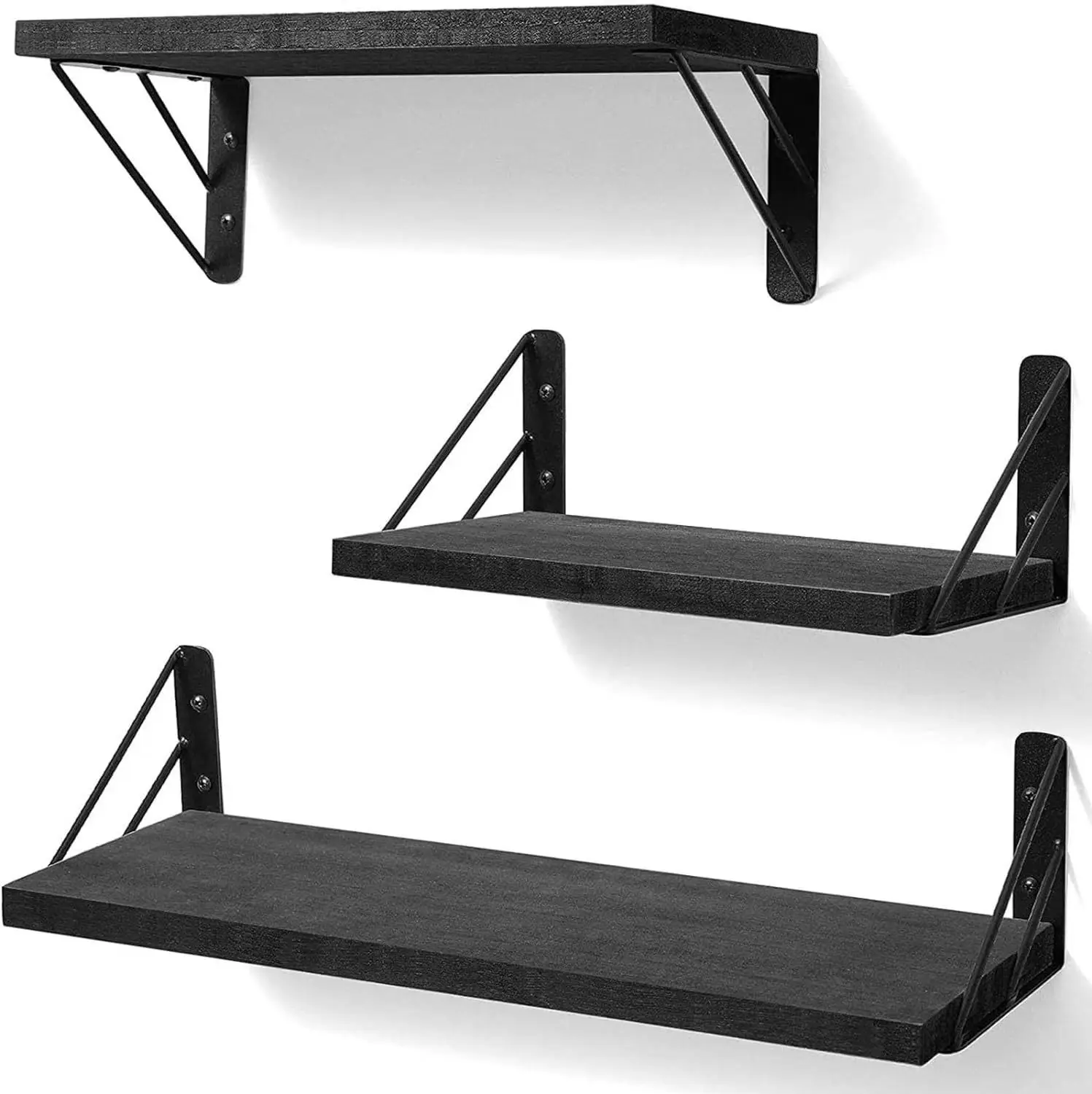 Wooden Book Wall Shelf Set of 3 Nursery Room Shelves Solid Wood Ideal for Books Toys Decor Classic Wall Shelf