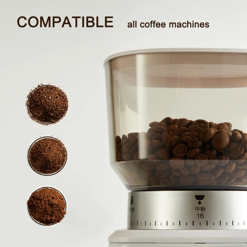 Electric Stainless Steel Conical Burr with Touch Screen Commercial Espresso Motor Coffee Bean mill Grinder with Powder Hopper