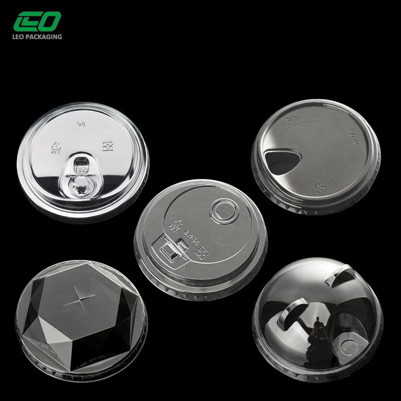 custom with logo pet flat dome clear transparent plastic disposable lid for round salad food containers bowl and cups