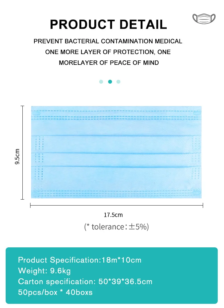 Оптовая продажа фабрики 3ply нетканые одноразовые медицинские маски для лица с ушной петлей защиты