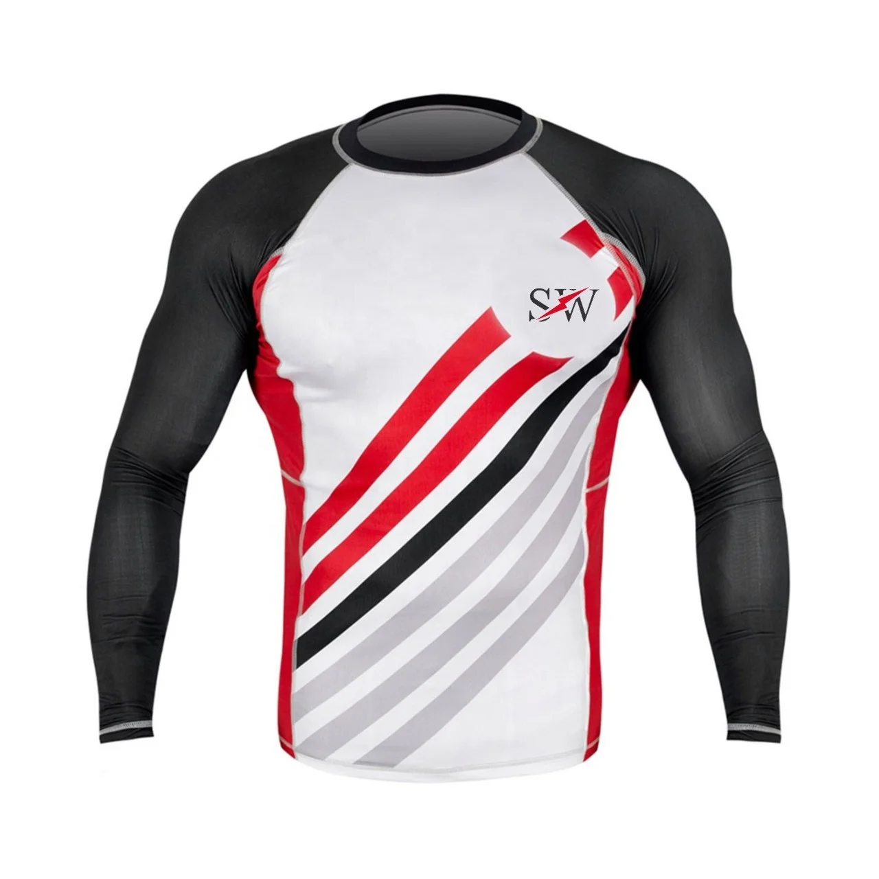 
Men bjj mma friendly recycled custom sublimated rash guard 