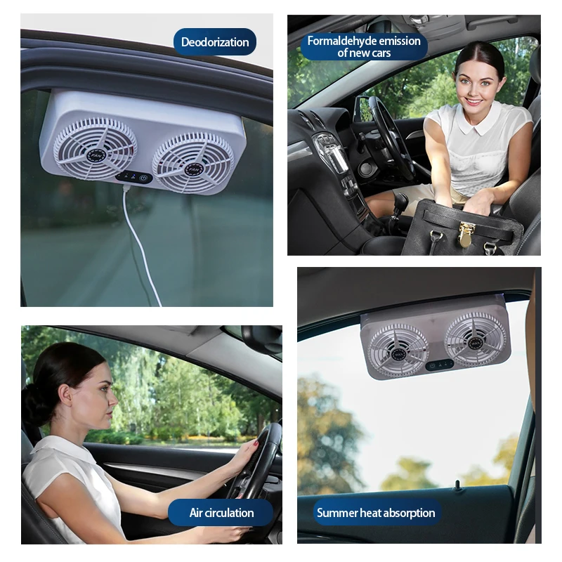 Air Freshener Car Radiator Fan Dual Head Air Corculating Portable Usb Ventilating Cooling Car Fans