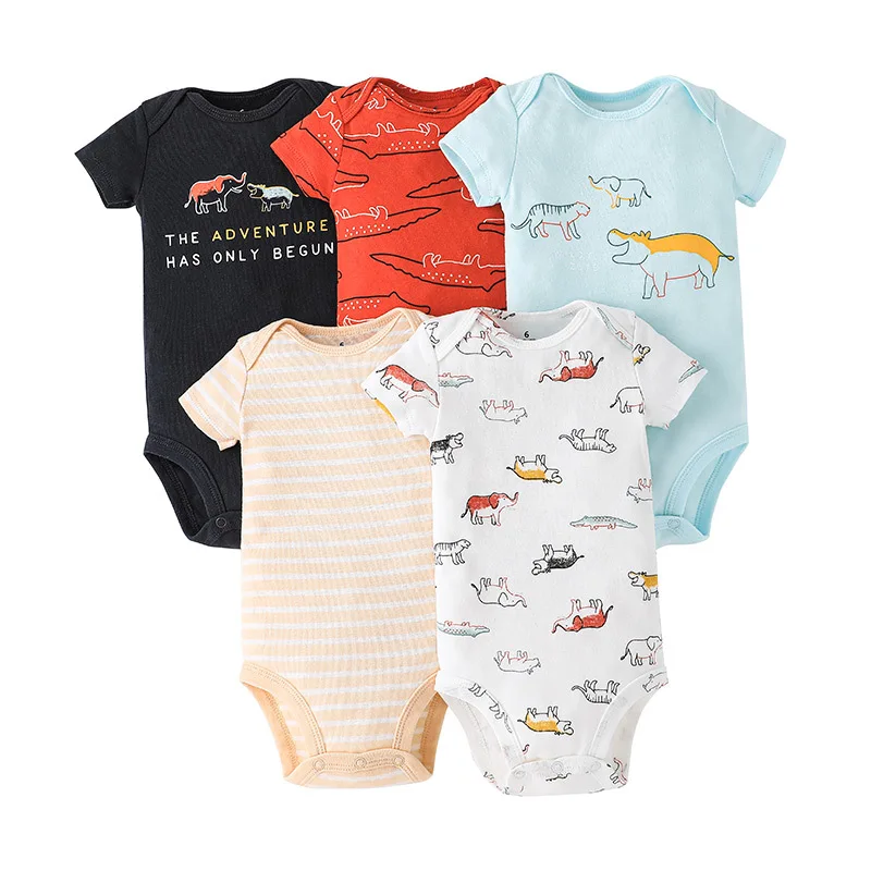 Hot sale Baby clothes 2014 jumpsuits, play suits & bodysuits 5 pack baby rompers wholesale