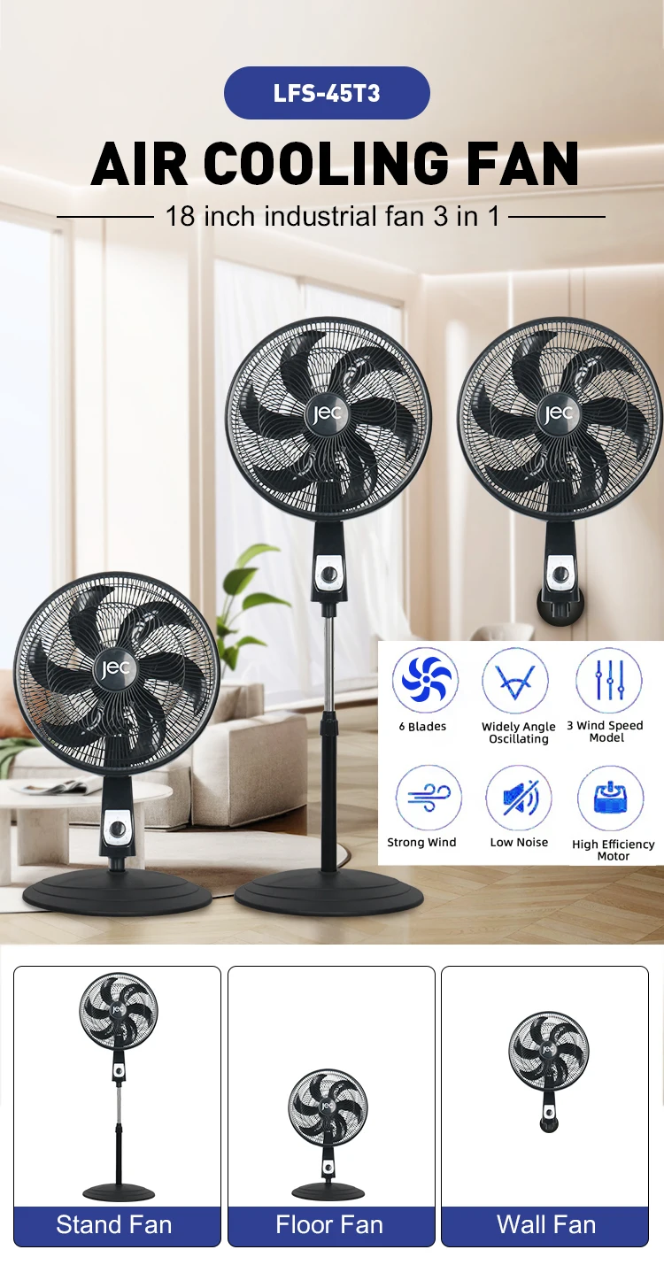 Home Appliances electric Stand Fan 18 inch Electric Standing Fan Adjustable Three Speed 18 inch pedestal fan