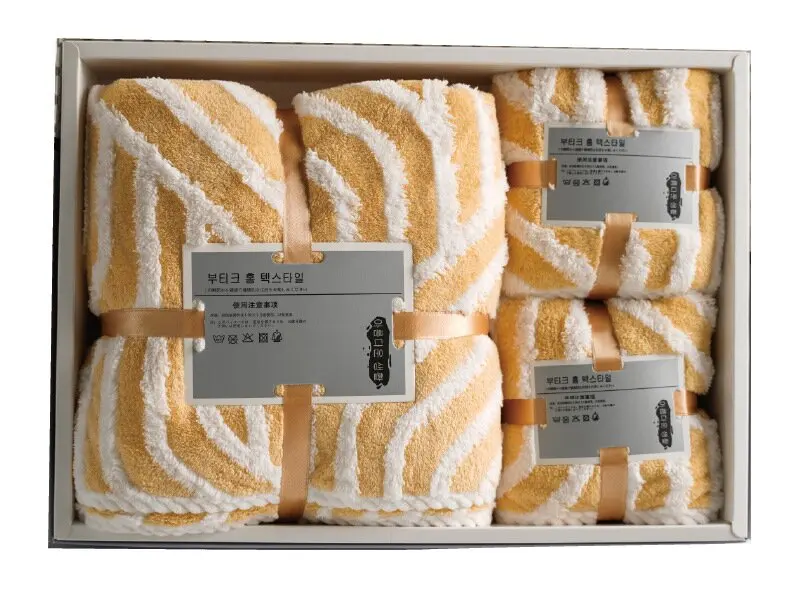 Wholesale abstract texture  microfiber towel set Coral fleece wash cloth Soft absorbent microfiber towel set  gift box towel set
