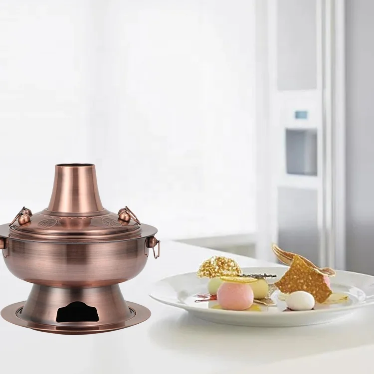 Thickened 304 Stainless Steel Charcoal Copper Hot Pot Old Beijing Hot Pot Mandarin Duck Pot