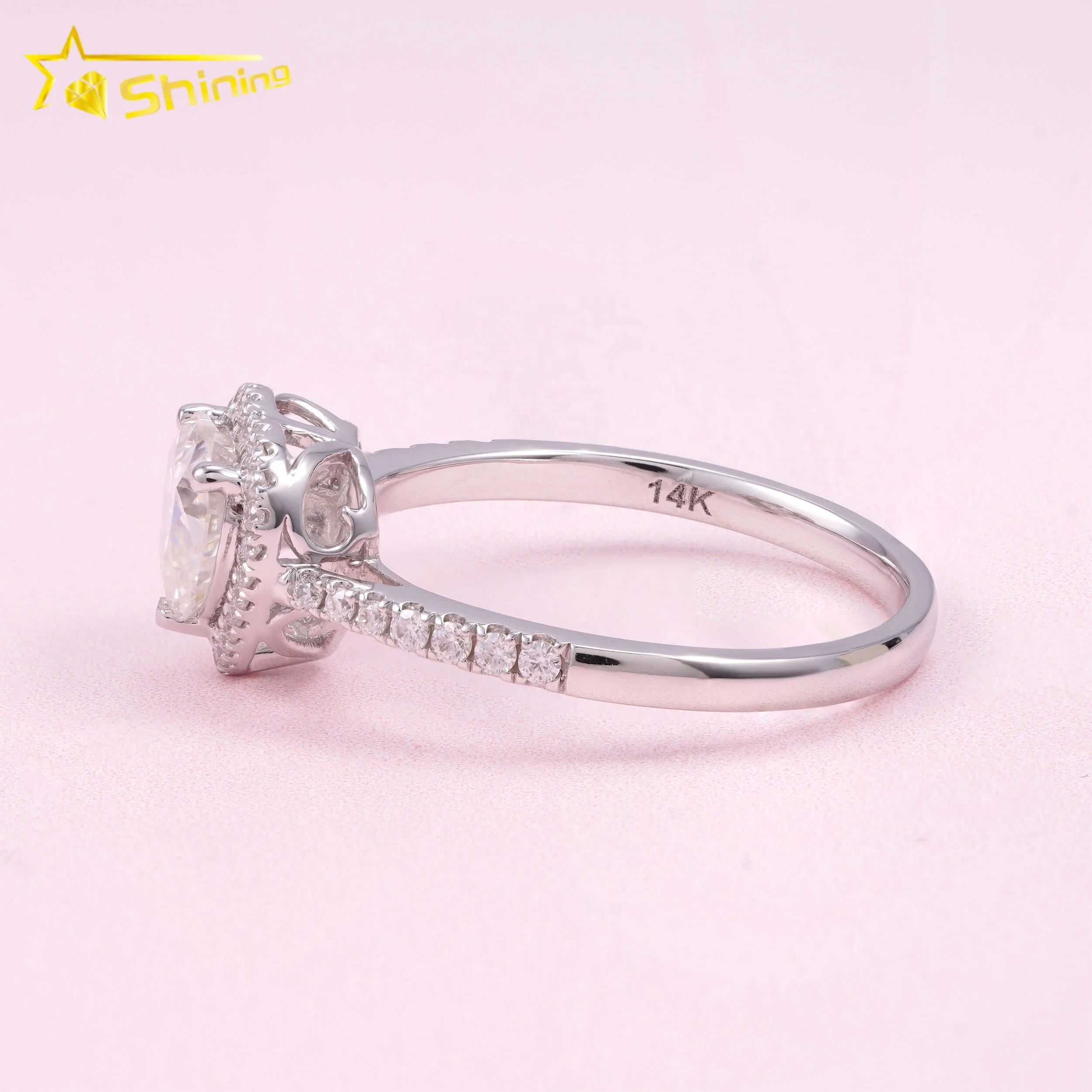 New Custom Crown Design Fashion 14k Solid Gold Round 1ct VVS Moissanite Lab Grown Diamond Wedding Engagement Rings Women