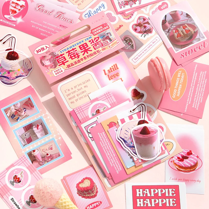 30pcs Kawaii Stationery stickers Dessert delivery in progress Vintage Girl flowers Diary Planner Junk Journal Mobile Stickers Sc
