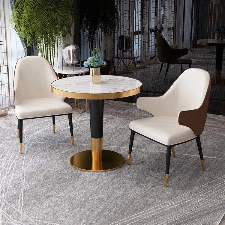 Прямая поставка с завода Набор круглых мраморных столиков и стульев для ресторана в скандинавском стиле
