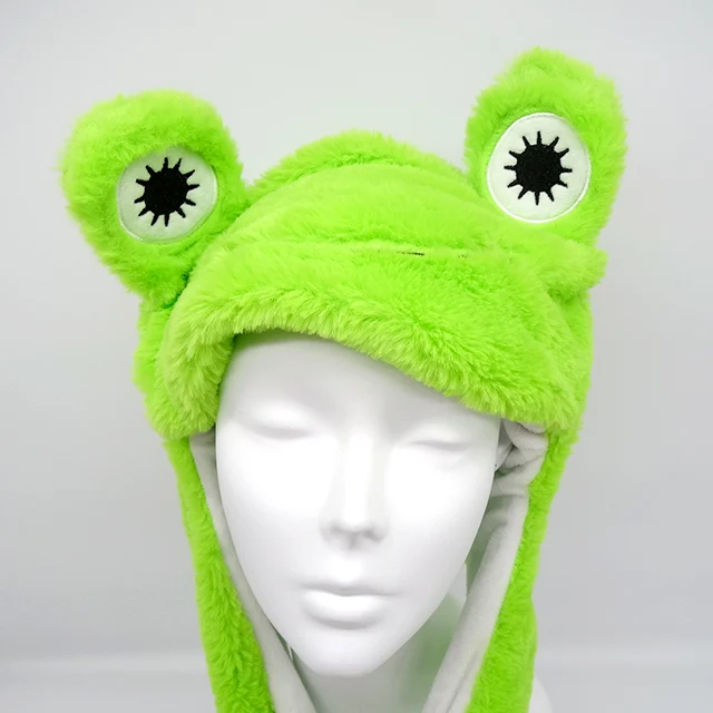 Children Moving Eyes Frog Winter Hat Party Leisure Custom Stuffed Animal Cute Plush Toy