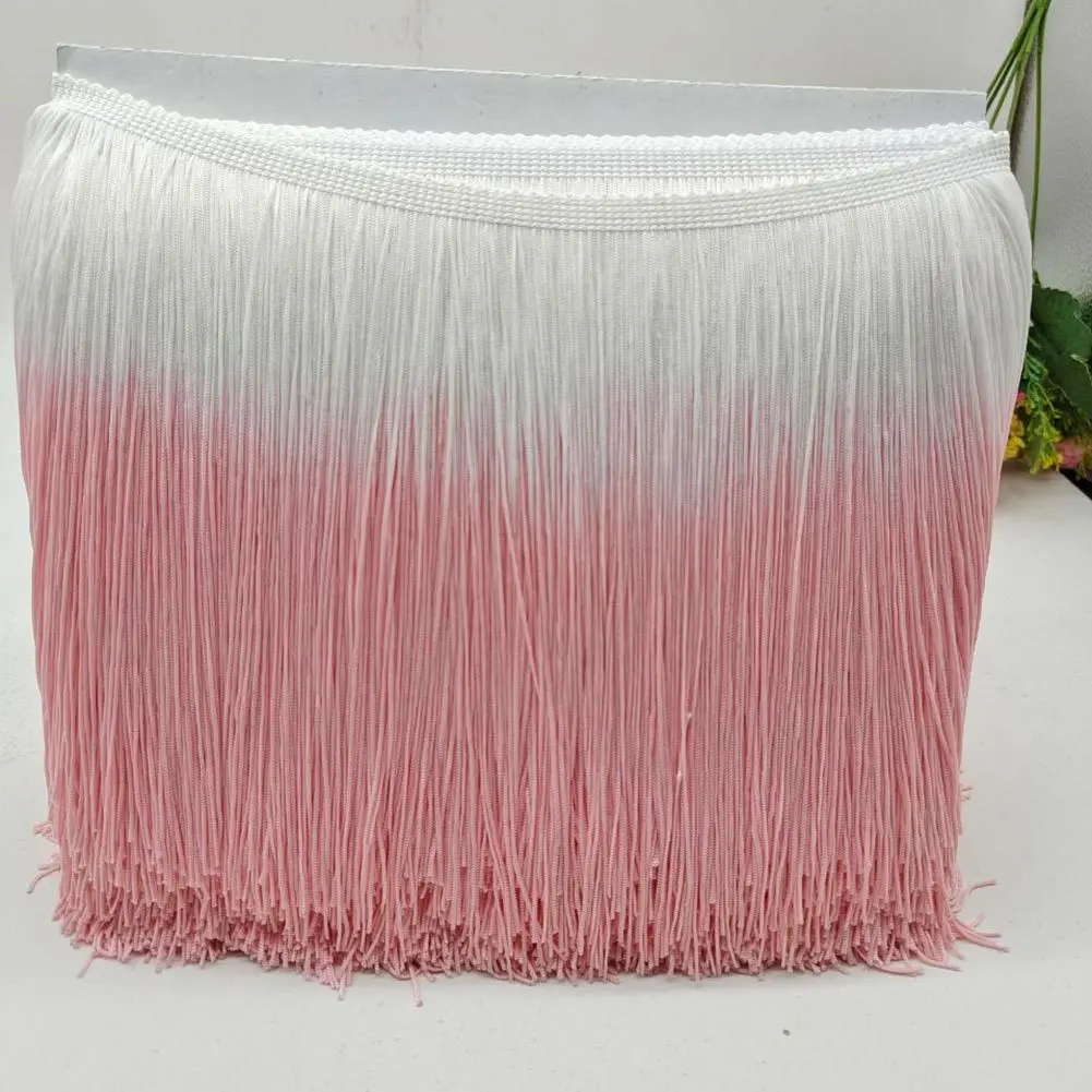 manufacturer wholesale price fabric embroidery 20CM Double Color Gradient Color Ombre Nylon Tassel Fringe Lace For Latin Dress