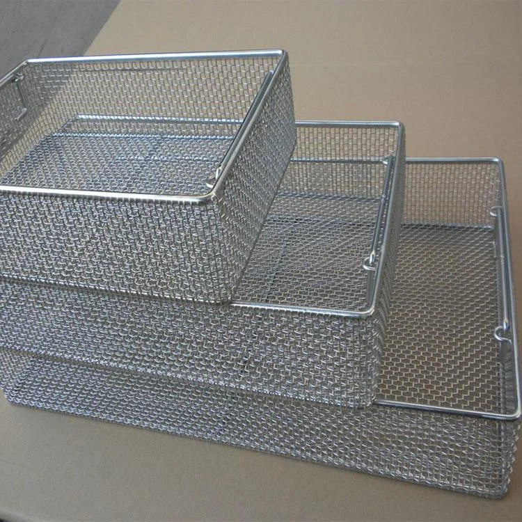 Metal mesh basket Stainless steel Silver Customizable welded mesh basket Disinfection basket