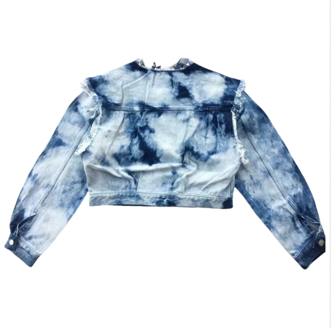 Crew neck single breasted denim blue color lady long sleeve casual fashion cotton denim jeans jacket for women