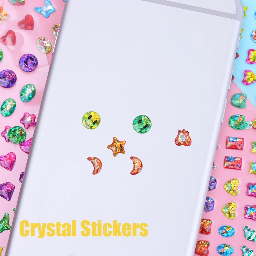Color Random ! Fashion Cute 1 Sheet Cartoon Reward Crystal Stickers Toy Wonderful Children Stickers Earring For Kids Funny Toy