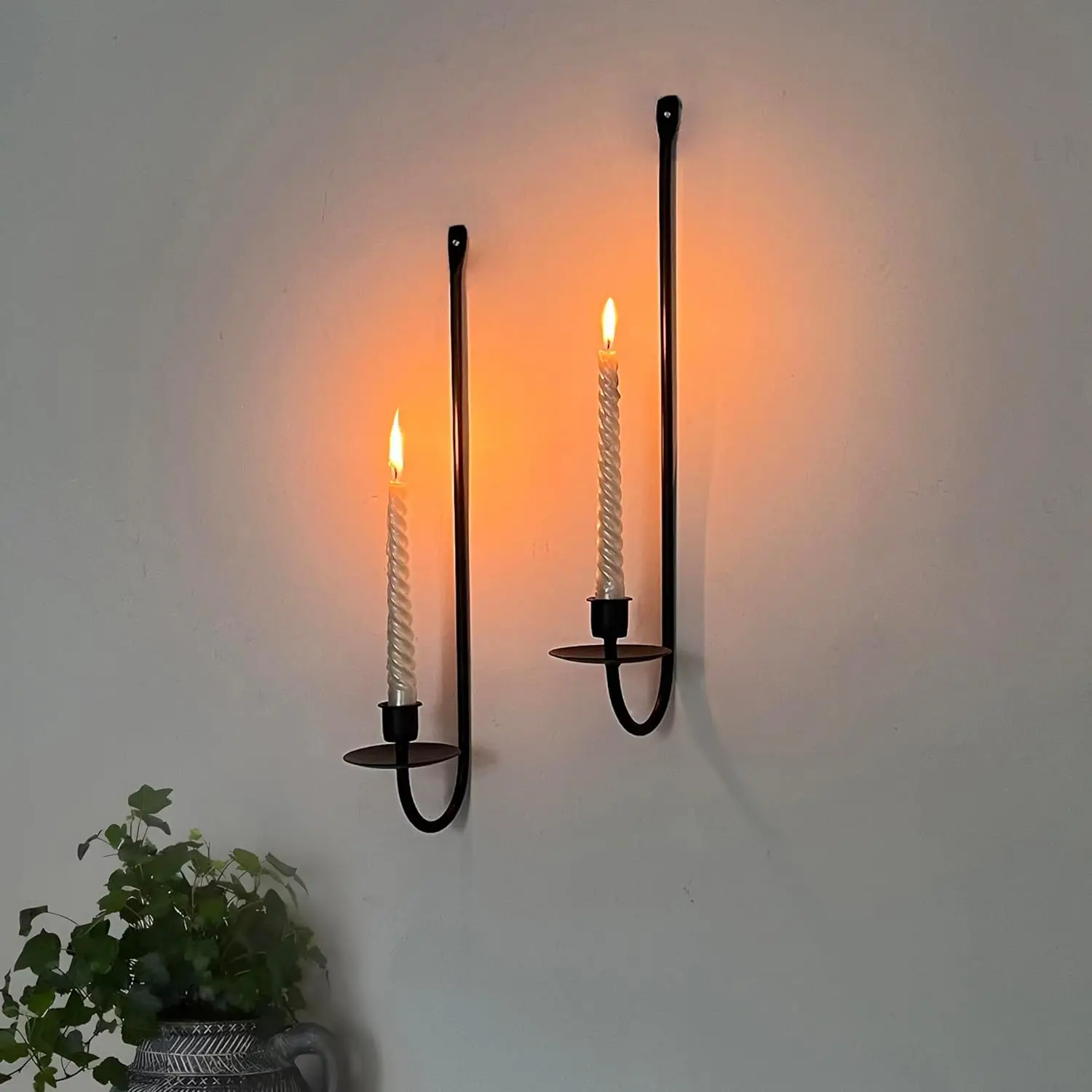 Set of 2 Wall Mount Candle Holders Modern Wall Candle Sconces Hanging Metal Wall Candle Sconce Holder  for Living Room