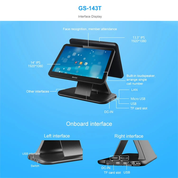 Touch screen electronic smart cash register with pos printer