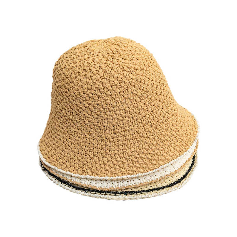 Модные на заказ летние акриловые вязаные шапки рыбака простые ковшеобразные шляпы для улицы радужные ковши