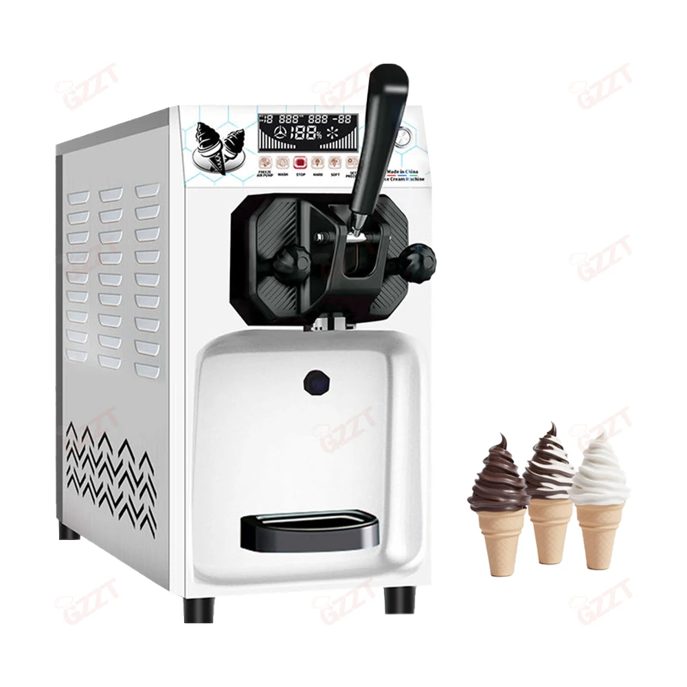 220V 110V 6L Hopper Mini Desktop Single Nozzle Sundae Yogurt Machine Small Space Frozen Ice Cream Machine Make Softy Ice Cream
