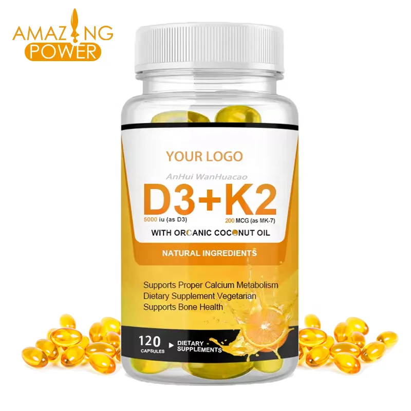 Top quality best price super Vitamin D3 k2 Softgel Capsules For Support Immune Bone