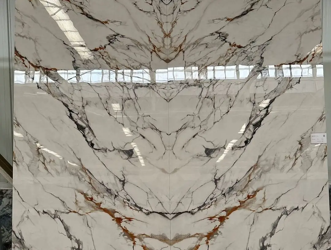 Sintered Stone Slab Calacatta Gold Veins Large Size High Quality Porcelain Slabs for Wall Floor