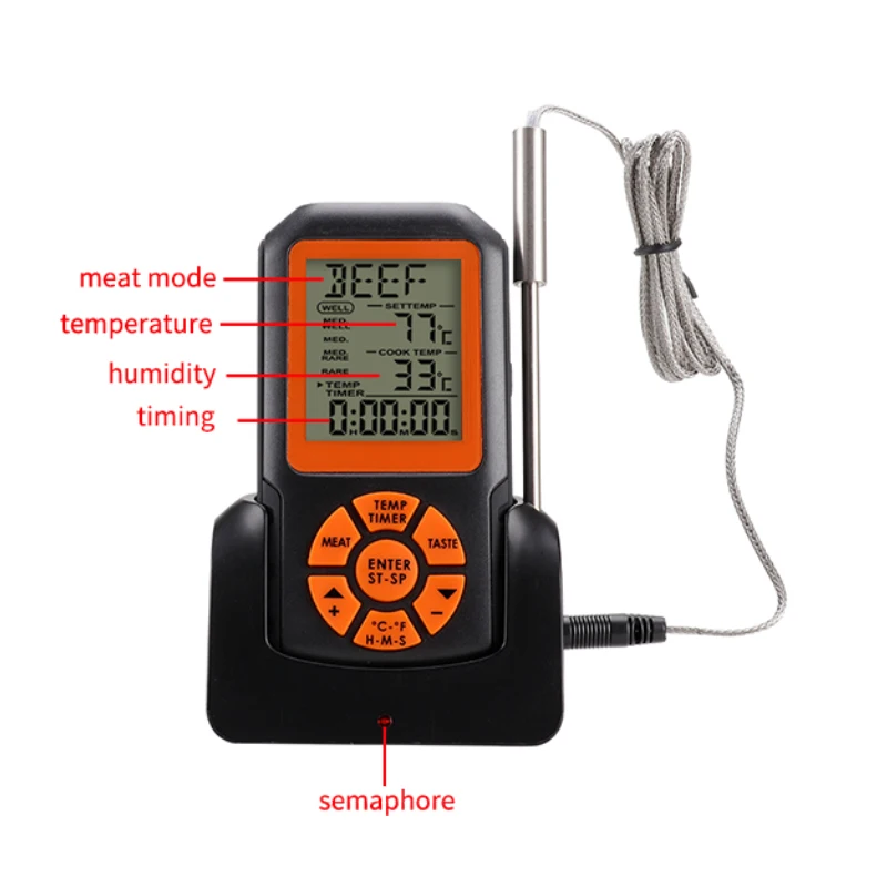 Cooking Thermometer Digital Food Timer Bbq Thermometer Instant Read Kitchen Wireless Meat Thermometer