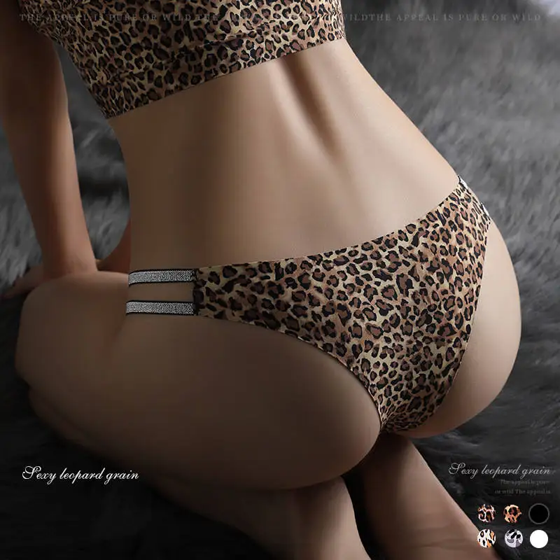 High Quality Seamless Low Waist Sexy Broadband Ladies cintura baixa Thong Leopard Print Ladies Panties Veil Briefs