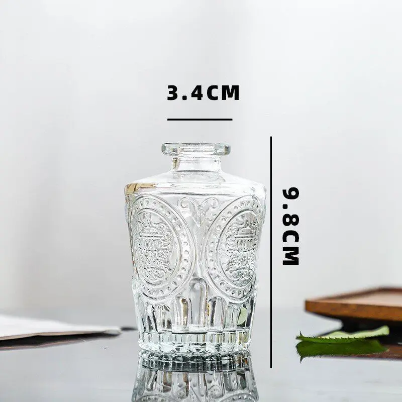 Small Decorative Carved Vase Set Glass Flower Vases For Flowers And Pampas Grass Dining Room Decoration