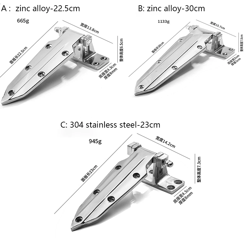 Height Adjustable Reversible Heavy Duty Oven Freezer Refrigerator Hinge Zinc Alloy Stainless Steel Cold Room Door Hinge