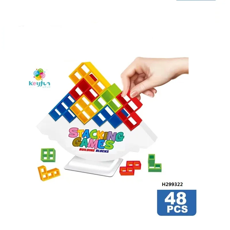 Tetras Tower 48PCS Blocks Games Balance Stacking Board Games For Family Kids & Adults Stacking Toys Balance Game H299322