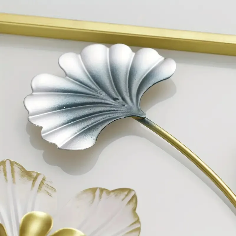 Modern Chinese Light Luxury Wall Hanging Ornament Floral Wallpaper Porch Living Room Sofa Cross-Border New Metal Background Wall