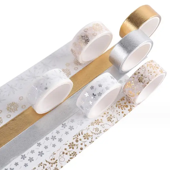 6 rolls gold foil washi tape for journal decoration
