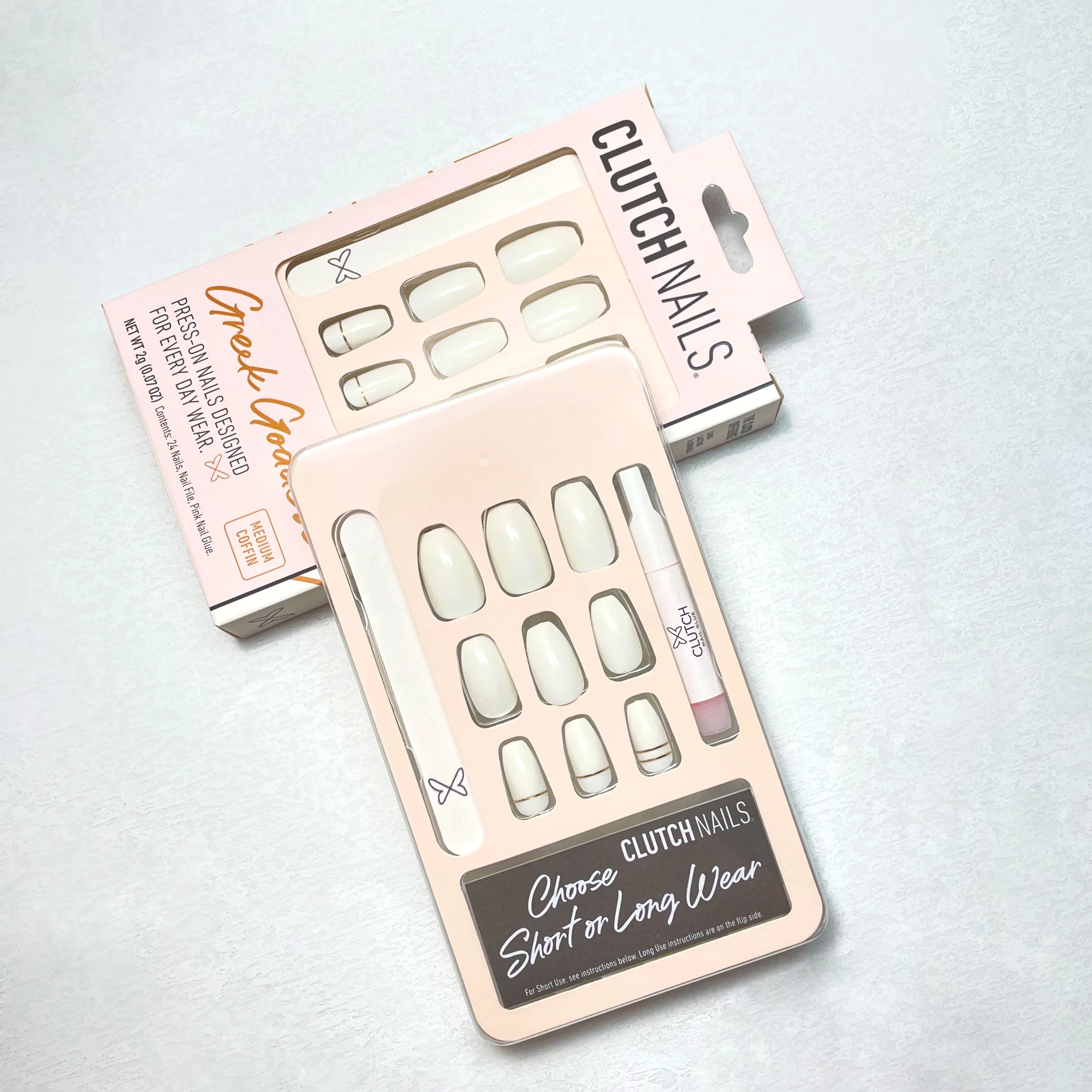 CFF110 Golden Line White 3D Press on Nails Salon Style ABS Design Reusable and French Manicure Model Print Packaging