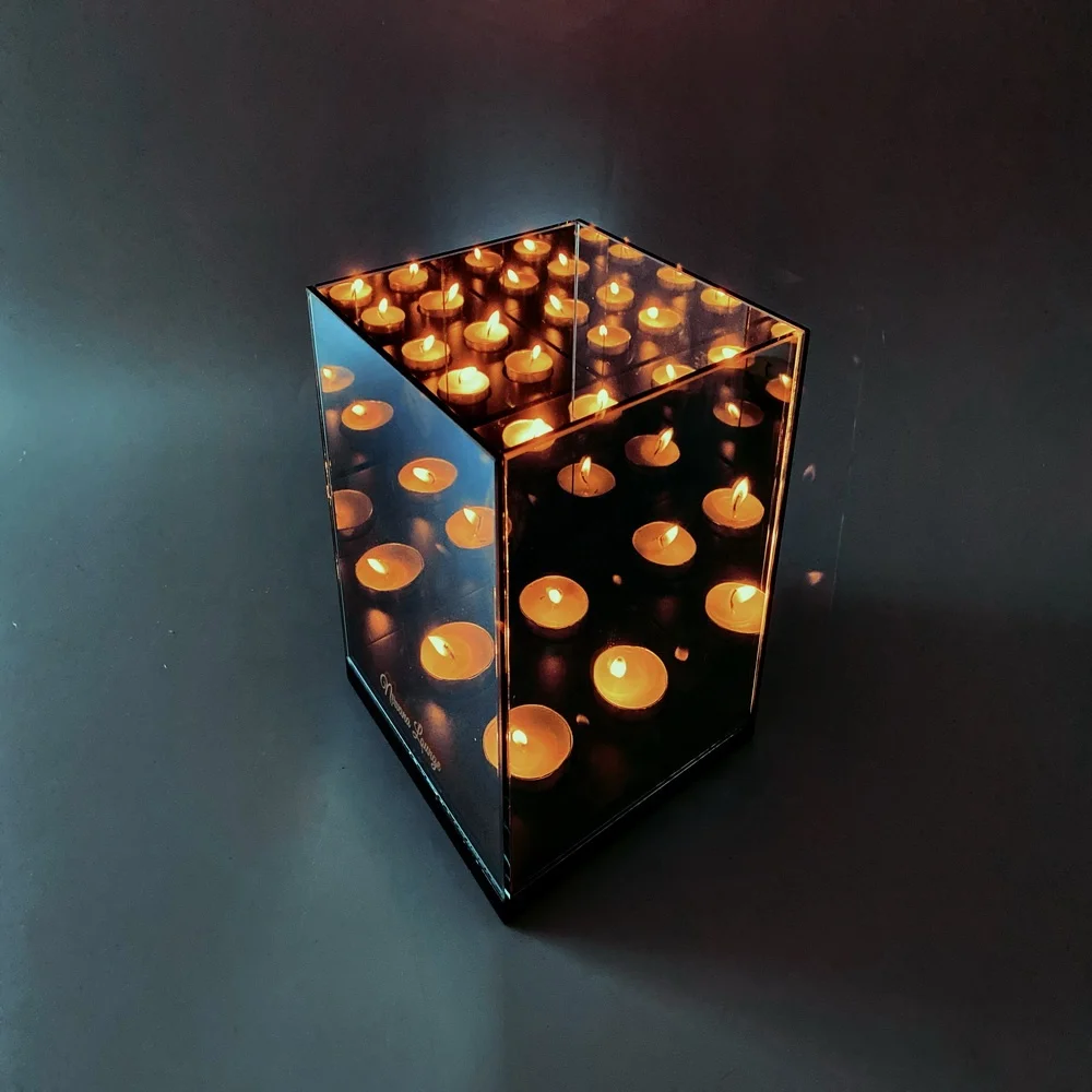 Зеркальная коробка для свечей infinity tealight с гравировкой логотипа