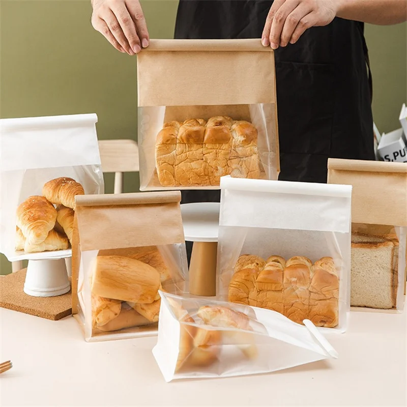 Biodegradable Custom Print Window Opening Special Sandwiches Type Seal Toast Packaging Bag Toast Bags