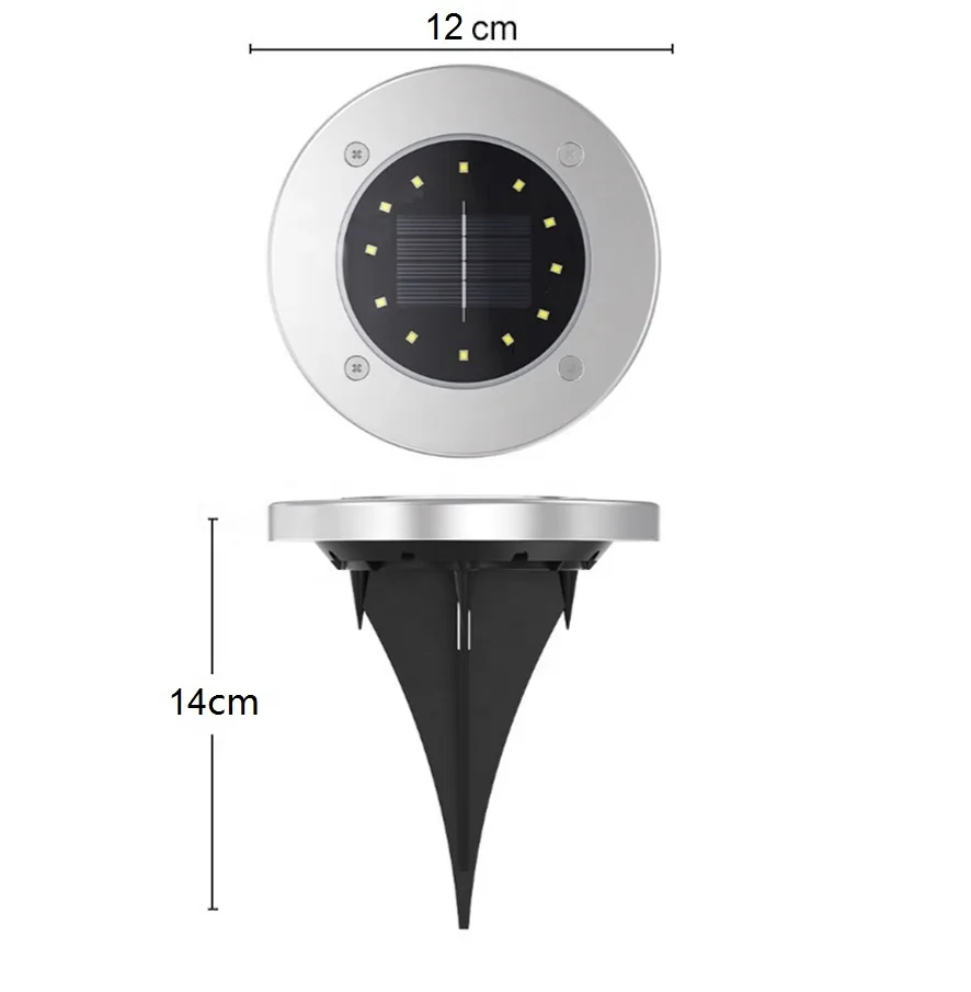 outdoor ground solar lawn stainless steel grass 8 led light