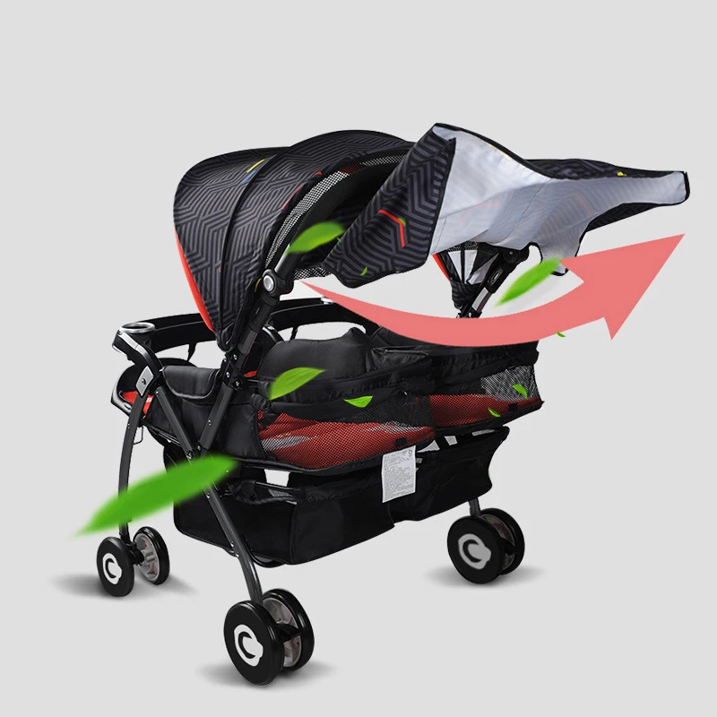 Green Horizon baby products 2023 trending Hello Baby Stroller Twin Stroller Seatable Reclining Foldable Light Double Stroller