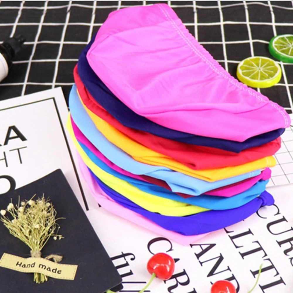 
New Hot Sale Cheap Nylon Fabric Swim Cap Spandex Ear Cover Swimming Caps 