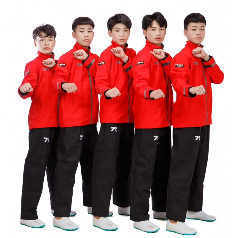Taekwondo gym group uniform jacket martial arts school custom class uniform youth WTF competition uniform wholesale customised