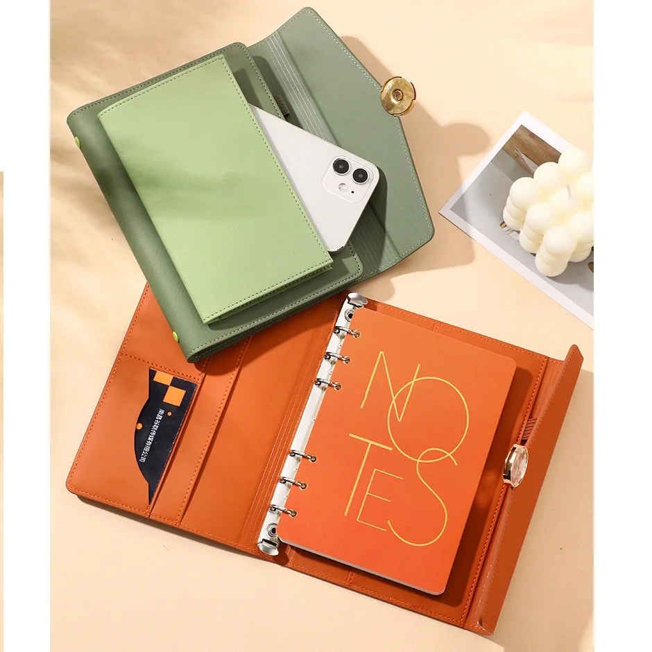 A5 Grid Hard Cover Pu Leather Custom Diary Weekly Monthly Daily Note Book With Pen Paper Notebook